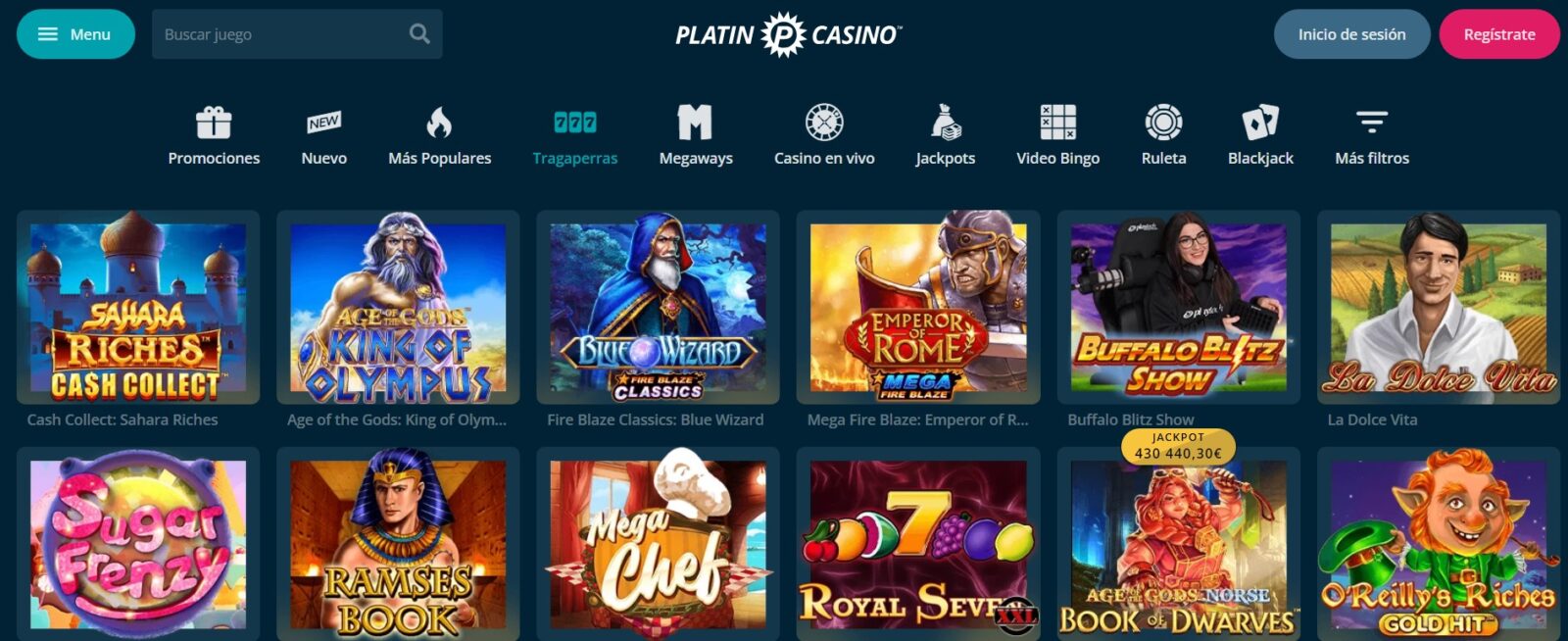 Gama de juegos Platin casino